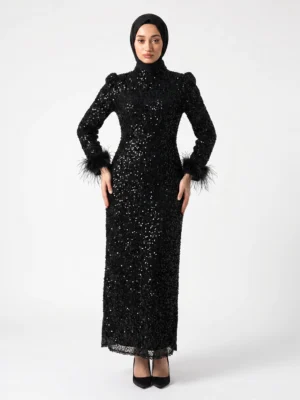 GARDENIA Black Sequin Evening Dress
