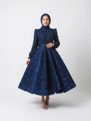 BLUEBELL Midnight Blue Sequin Flare Dress