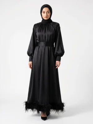 MAGNOLIA Belted Satin Maxi Dress