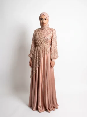 ROSELLE Sequin Draped Gown