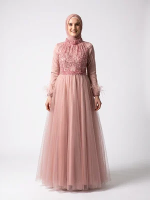 AMARA Blush Embellished Tulle Gown