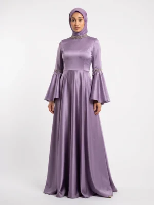LLAVELLE Lilac Satin Gown