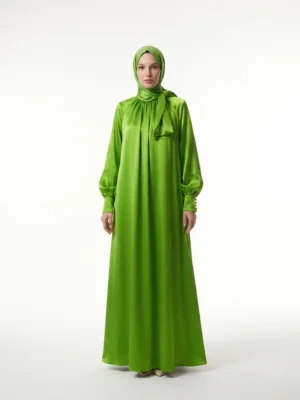 FREESIA Lime Green Draped Maxi Dress