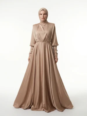 CAMELLIA Champagne Pleated Maxi Gown